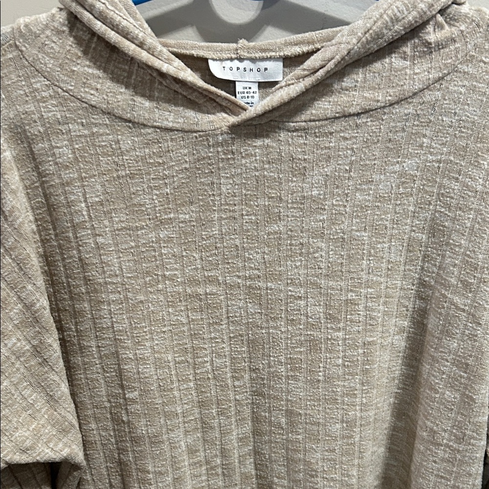 Cropped Top long sleeve Topshop Beige Ribbed Hoodie!! - Picture 4 of 7